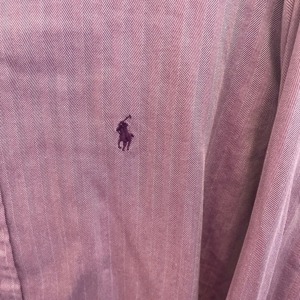 Ralph Lauren Yarmouth Mens 16.5 35 Burgundy Herringbone Cotton‎ Shirt Pony - Picture 6 of 7